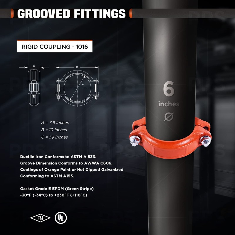 6" Grooved Rigid Coupling for Pipes in Wet and Dry