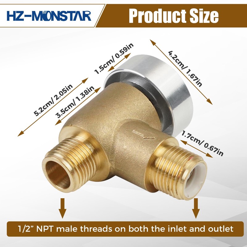 HZ-MONSTAR Brass RV Vacuum Breaker Check Valve, 571-VAC-CHK-A Camper Trailer