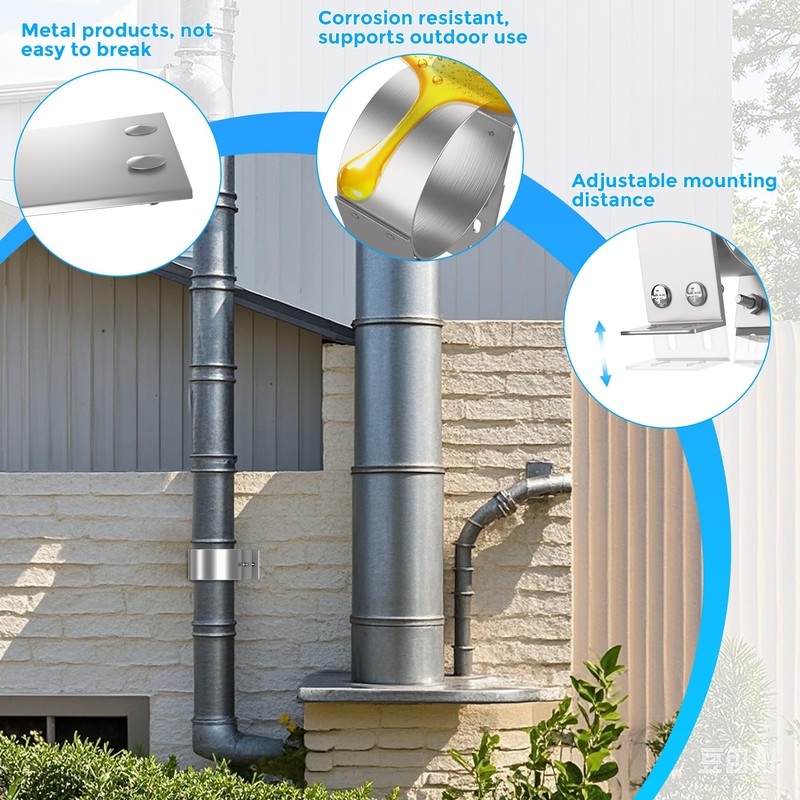 YUEYIN 3" Adjustable Fireplace Chimney Wall Bracket, Pellet Chimney Wall