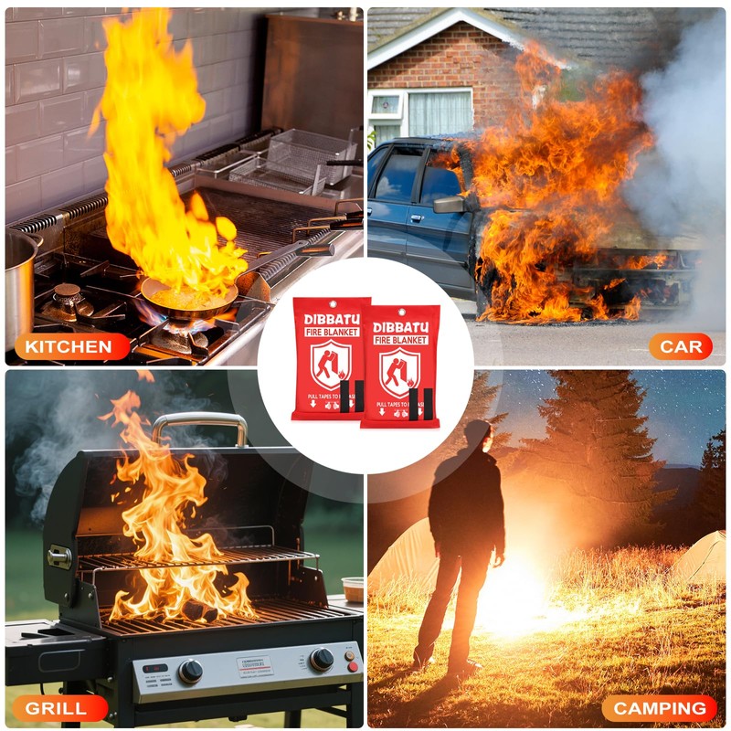 DIBBATU Fire Blanket for Home and Kitchen, Fire Blankets Emergency