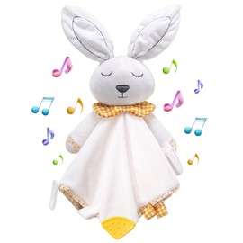 BEREST Baby Sleep Soother Bunny Lovey- White Noise and Lullaby Infant Sleeping Aid with Cry Sensor at Nap Time Routine, Awesome Newborn Gifts Plush Toddler Snuggle Toy, Rabbit Baby Blanket Pacifier