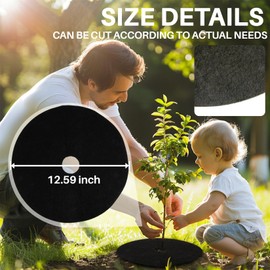 MAQIHAN 14 PCS Tree Ring Mulch Mat - Root Barrier Tree Protectors Weed Mat for Garden Fabric Weed Barrier Ring Tree Rings Landscaping Non Woven Black Mulch for Garden 12.6inch Landscape Decor