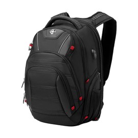 Swissdigital Design Men's Laptop Backpack for College and Business Travel with Integrated USB Charging Port and RFID Protection Fits Laptops up to 15.6 in, Black | J14-BR