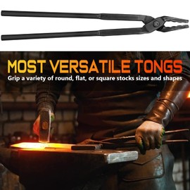 Blacksmith Wolf Jaw Tongs Essential Blacksmithing Utensils Forge Tong for Blacksmiths Handmade Beginners and Professionals (17in, 432mm)