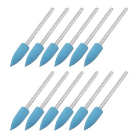 sourcing map 12pcs 2000 Grits Abrasive Mounted Stone 2.35mm Shank 1/4"(6mm) Dia Pointed Point Heads Stone Grinding and Polishing Wheels for Nail Polishing