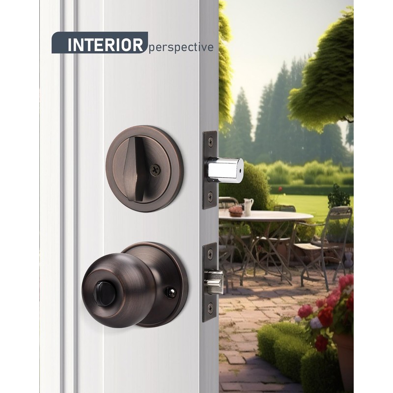 Brotima 3 Pack Entry Door Locksets with Single Cylinder Deadbolt,