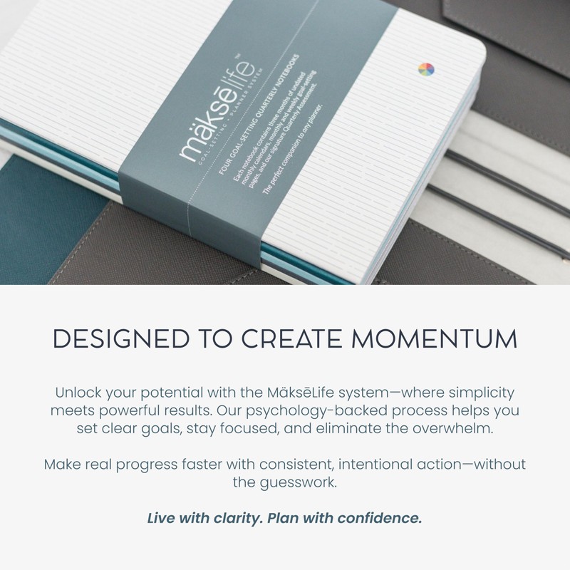 MäksēLife Goal Setting Companion Notebooks - Undated 12-Months Planner for