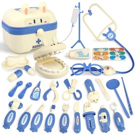 CORPER TOYS Pretend Doctor Set Toy, Pretend Play, Set of 27, Pretend Play, Mini Doctor, Role Play, Diagnostic Tool, Stethoscope Toy, Storage Case, Christmas Present, Blue