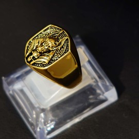 MayiaHey Anubis Ring, Gothic Wolf Head Ring for Men, Egyptian God Anubis Amulet Ring, Nordic Viking Wolf Animal Ring, Anubis Wolf Jewellery, Hip Hop Wolf Band Ring, Punk Wolf Shield Ring, Non-precious