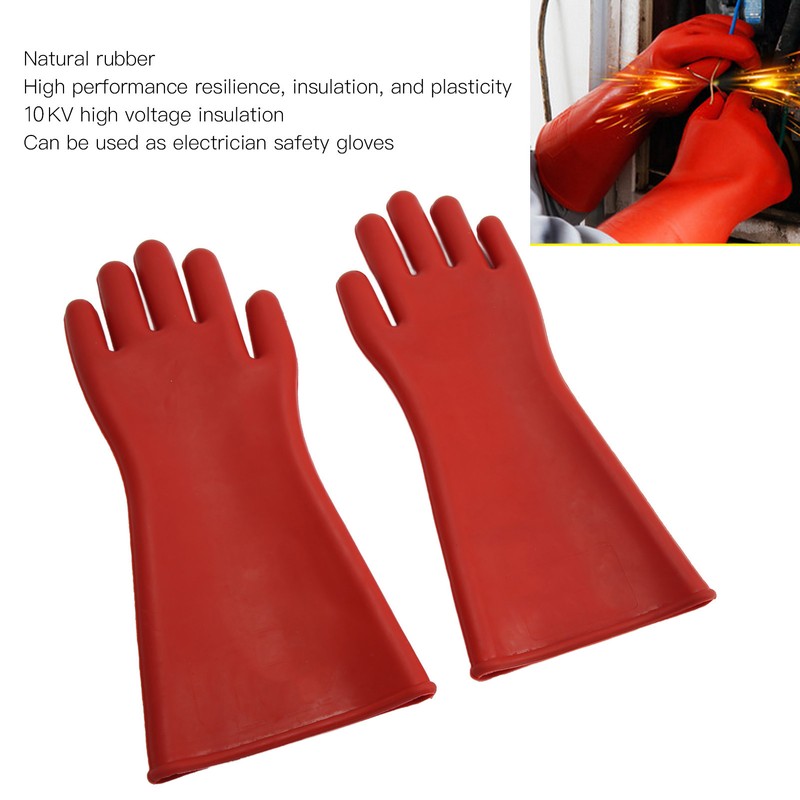 Pair of Electrical Insulated Gloves Natural Rubber Anti Electricity 10000V