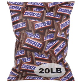 Snickers Fun Size Candy Bars Bulk 20lb Box Individually Wrapped for Parties, Events, Holiday Treats & Office Snacks