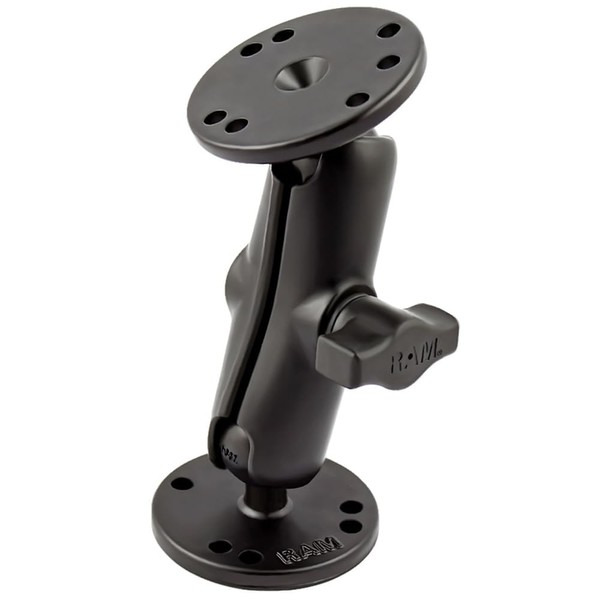 RAM Mounts Universal Double Ball Mount with Two Round Plates RAM-B-101U with Medium Arm for Drill-down Mounting