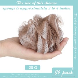 CHENGU 80 Pcs Loofah Bulk Sponge Bath Sponges for Shower Bath Loofah Bulk Shower Pouf Shower Puff Wash Body Pouf Mesh Loofah Exfoliating Body Scrubber for Baby Women Men, 20g (Plain Colors)