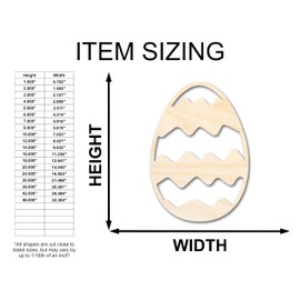 Unfinished Wood Wavy Striped Egg Shape Easter Craft up to 46" DIY 36" / 1/2"