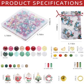 Rired 27 1305pcs Mixed Christmas Beads for Bracelets, Include Christmas Charms, Glass Beads, Spacer Beads, Christmas Ornaments Crafts Supplies Kit for Jewelry Making, Christmas Tree Decorations, Earrings
