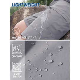 TACVASEN Cargo Shorts for Men Quick Dry Hiking Shorts Men Golf Shorts Fishing Travel Shorts Summer Shorts Light Grey 34