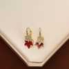 Maple Leaf Earrings for Women Autumn Thanksgiving Earrings Red Crystal