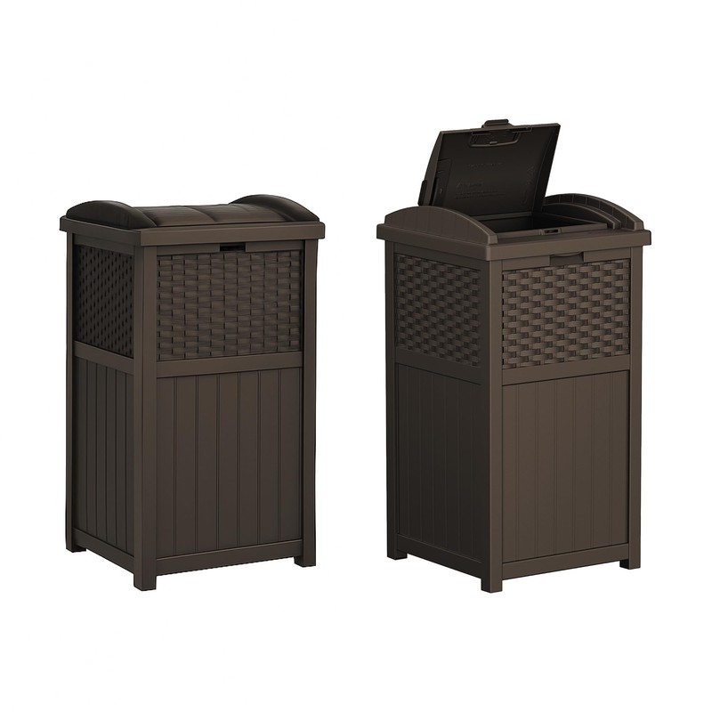 Suncast 33 Gallon Commercial Outdoor Trashcan Hideaway with Lid for
