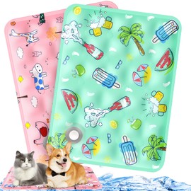 ITJMRJP Dog Cooling Mat, Pack of 2, Cooling Mat for Dogs and Cats, 40 x 50 cm, Cooling Blanket for Dogs, Small, Dog Cooling Mat, Self-Cooling, Washable Dog Cooling Mat for Summer, Dog Cooling Mat (E)
