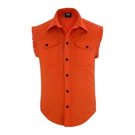 Hugger Men's Casual Denim Flannel Shirt - Cowboy Button Down Shirts - Cut Off Denim Shirt with Chest Pockets