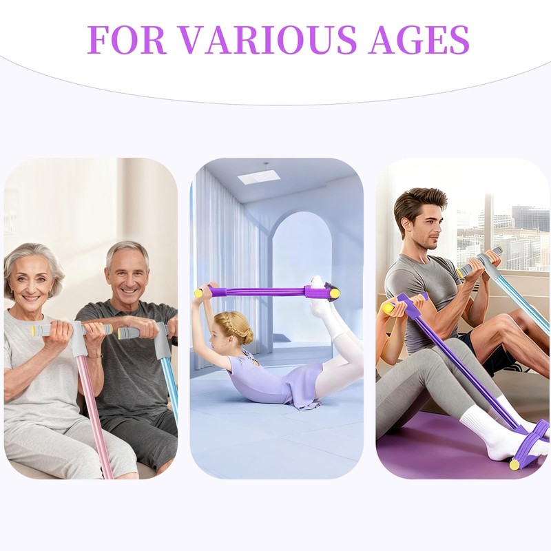 Multifunction Pedal Resistance Band with Handle, 6-Tube Exercise Bands
