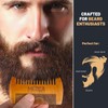 Beard Comb for Men Solid Beech Wood Handmade with Leather