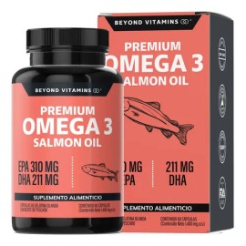 Omega 3 Aceite Salmon Noruego | Alta Concentracion EPA y DHA Omega 3 Platinum - Vitaminas Mujer / Hombre - (60 Caps)