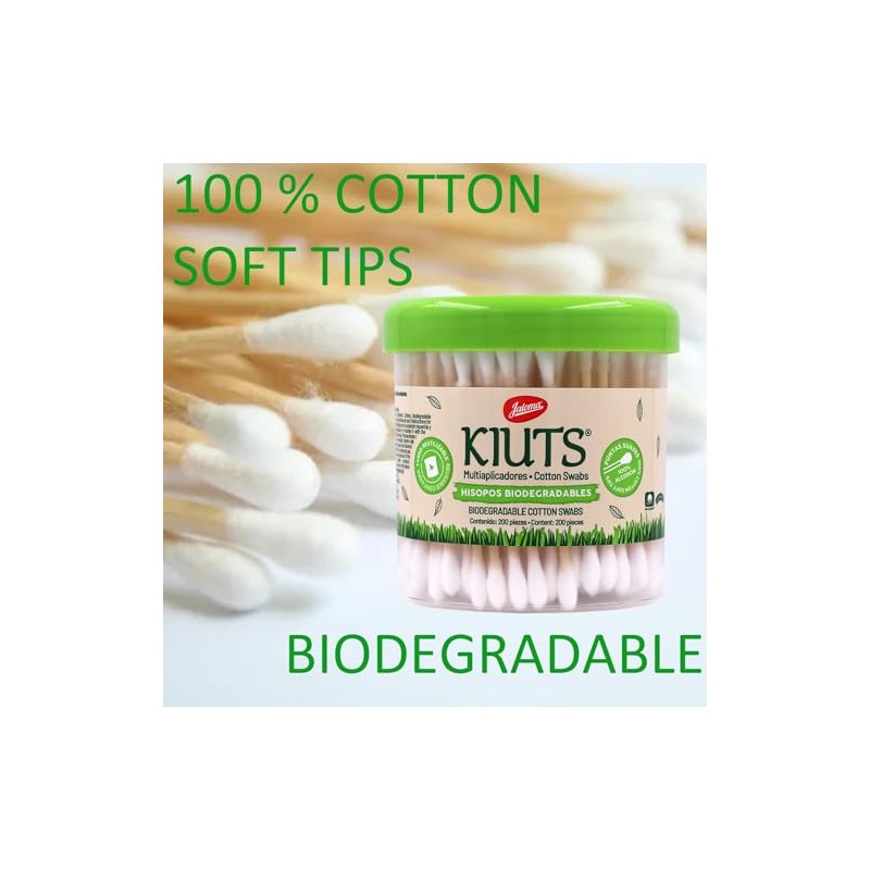Jaloma Kiuts Cotton Swabs, Biodegradable, for Hygiene and Beauty, 2Pack,
