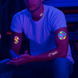 Glow In The Dark Temporary Tattoos 82PCS- Eco-Friendly Neon Body Art with Waterproof Design & Trendy Glowing Patterns for Parties,Festivals - Safe for Kids & Adults (Style C-Dragon Scorpion)
