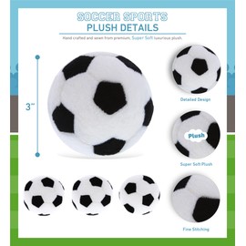 DolliBu Sport Plush Ball - Small Stuffed Sports Balls for Kids, Cute Squishy Soft Ball Toys for Throwing, Playing Catch, Playtime Plush Balls for Baby Boys and Girls Bedroom Decor - 3 Inch Soccer Ball