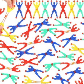 ASPIRE UK 10 Pack Sticky Wall Climber Toys for Kids – Mini Climbing Men Drop Down Walls – Fun Stretchy Toy Party Bag Fillers, Game Prizes, Birthday Favours, Assorted Colours – Novelty Toys