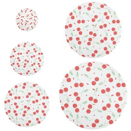 5 Pcs Reusable Bowl Covers Elastic Cloth Fabric Bowl Dish Cover 5 Sizes Food Storage Cover,for Kitchen Fruits Dough Leftovers Bread Proofing White Cherry