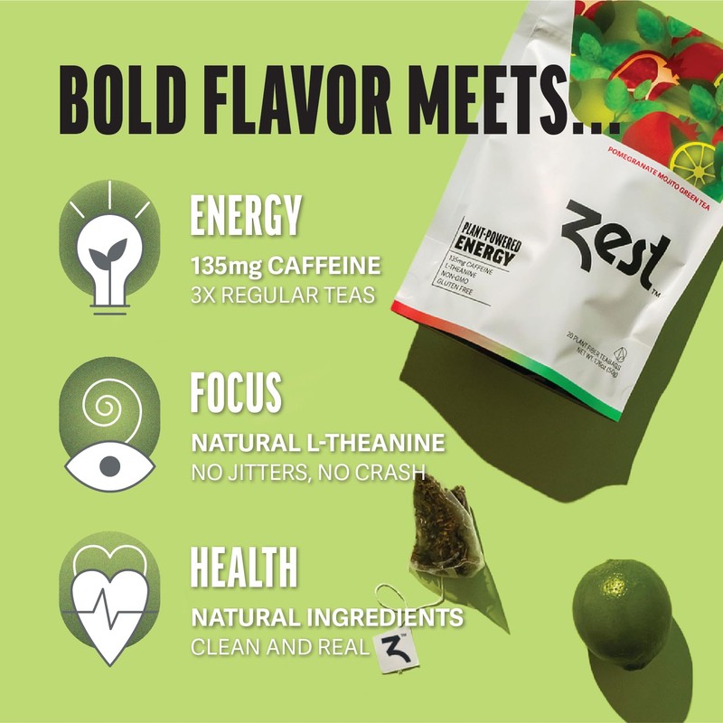Zest Energy Green Tea – Pomegranate Mojito High Caffeine Tea