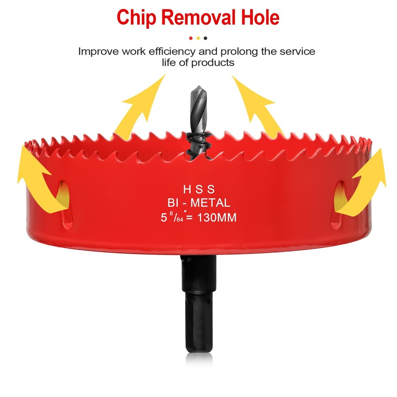 130mm Hole Saws Cutter, HSS Bi-Metal Drill Bit for Wood,