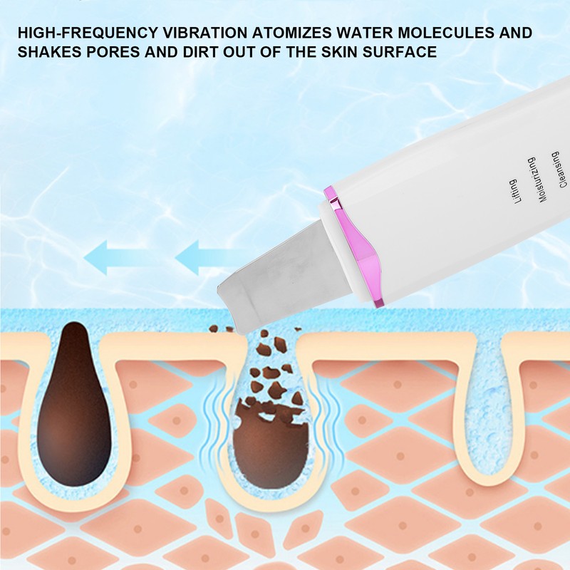 Ultrasonic Skin Scrubber Blackhead Removal Pore Cleaning Face Spatula for