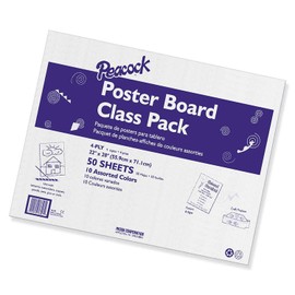 Pacon Class Pack Paper Poster Board, 22" x 28", Assorted Colors, 50 Sheets (PAC0076347)