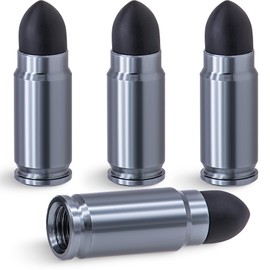 MEAJOO 4PCS Bullet Style Tire Valve Stem Caps, Plastic Tip Tire Valve Caps, Aluminum Alloy Dustproof Waterproof Valve Caps Cover fits Cars, Trucks, Bikes, Motorcycles and Bicycles(Gray)