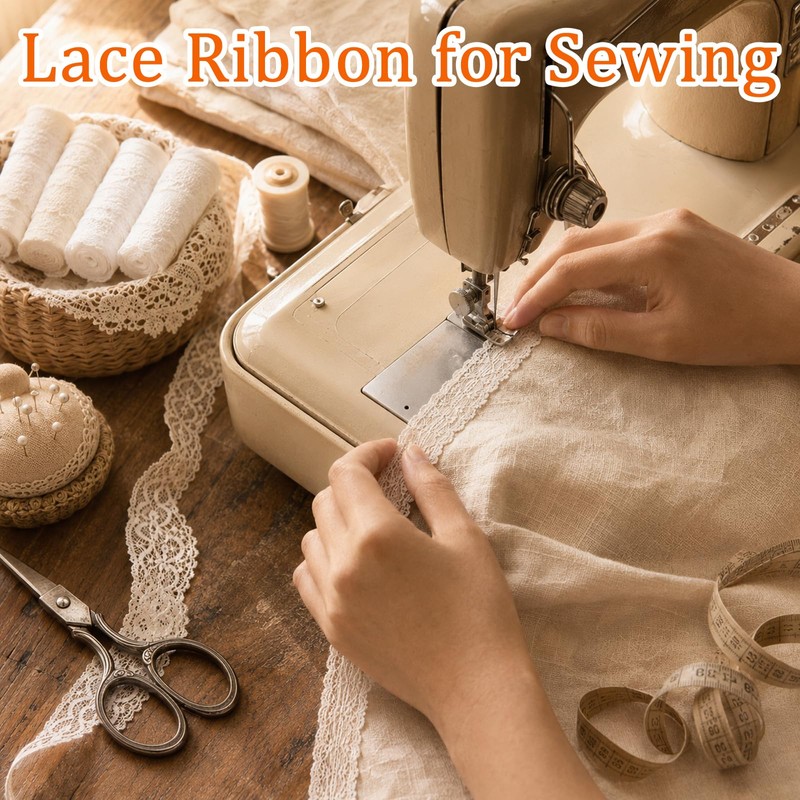 HJZHII 14 Rolls White Lace Ribbon, 0.5 to 2.5 inch