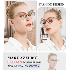 MARE AZZURO Reading Glasses Women Round Readers with Spring Hinge 0 100 150 200 250 300 350 400 500 600 (Black 1.0)