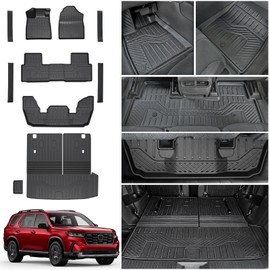 HOUCLEMIC Cargo Mat for 2023-2025 Honda Pilot Floor Mats with Backrest Mat Cargo Liner Replacement for Honda Pilot Accessories Door Sill Protector Trunk Mat