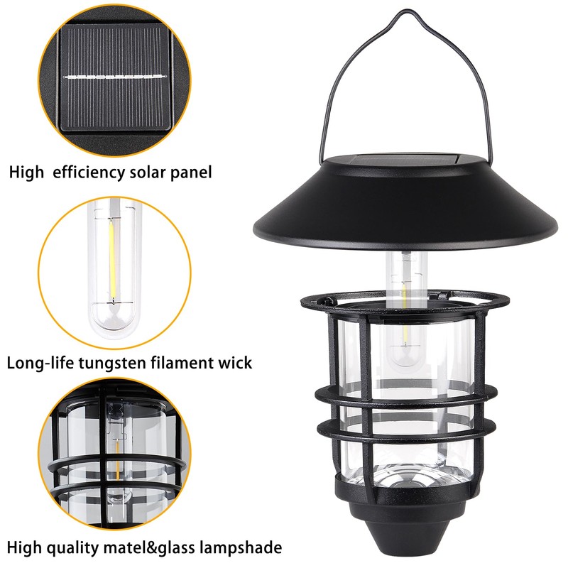 Solar Lantern Outdoor Lights, Hanging Waterproof Lantern Lights with Wall