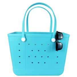 Uwyriwooq Rubber Beach Tote Bag, X Large Beach Bag for Women, EVA Beach Bag Waterproof Sandproof (Green-X Large)