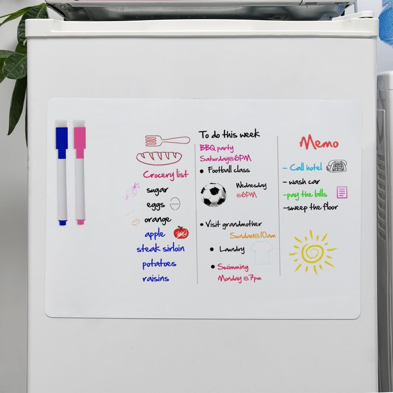 Hisredsun A4 Magnetic Dry Erase Whiteboard Sheets for Refrigerator, 3