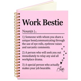 FOKCBOCM Work Bestie Notebook, Thank You Appreciation Gifts for Work Bestie, Funny Work Bestie gifts for Women Office Friends & Colleagues, Cute Friendship Journal Pink office Spiral Notebooks-DFB25