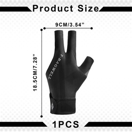 AONAYO Single Pack Billiard Gloves, Billiard Glove Left, Snooker Gloves, Adjustable Billiard Gloves, Non-Slip Billiard Gloves, Triple Finger Billiard Gloves, Breathable, Black