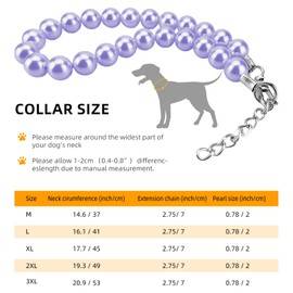 Chunky Pearl Dog Necklace (Beads 19mm) with Strong Stainless Steel Wire Rope, Elegant Adjustable Pearl Collar Jewellery Accessories for Large Dogs