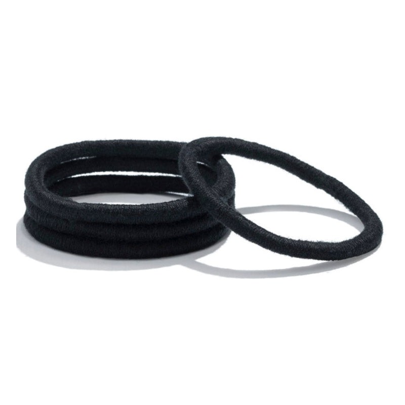 Kooshoo Round Mondo Plastic-Free Hair Ties 4 Pack, Black