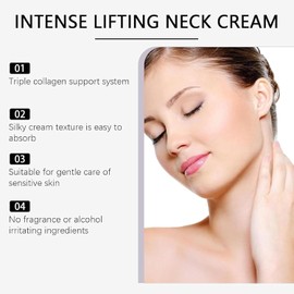 Crema mágica de colágeno y fullerenos para el cuello: tratamiento hidratante para el cuello con péptidos de colágeno, reduce las arrugas y la papada para masajes circulares (2PCS)
