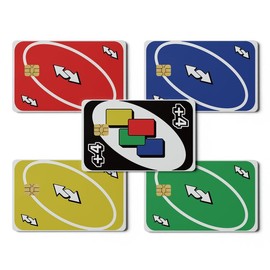 5pc Funny Reverse Credit Card Sticker, For Bank, Metro, Key Card, Debit, Credit Card Decal Skin:_No Chip_Matte