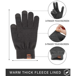 FZ FANTASTIC ZONE Women's Winter Touchscreen Wool Magic Gloves Warm Knit Fleece Lined for Women